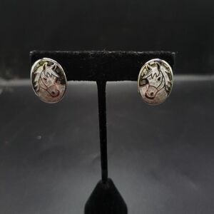 Bronze Thailand Horse Micro Mosaic Clip/Pierced Earrings